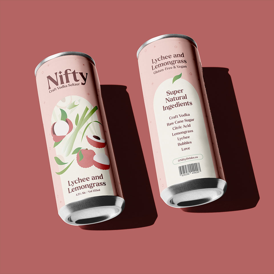 Image of a website with a can re-design of the hard seltzer Nifty.